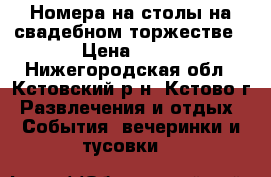 Номера на столы на свадебном торжестве › Цена ­ 50 - Нижегородская обл., Кстовский р-н, Кстово г. Развлечения и отдых » События, вечеринки и тусовки   